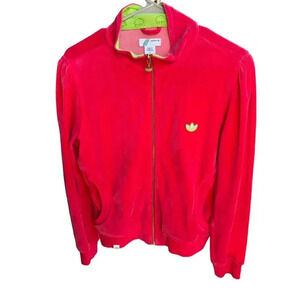 Adidas Women's Pink Velour Velvet Track Super Soft Jacket & Trouser Set Size L